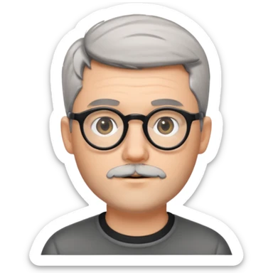 homme jeune blanc cheveux gris court lunettes rondes noir et petite barbe  sticker