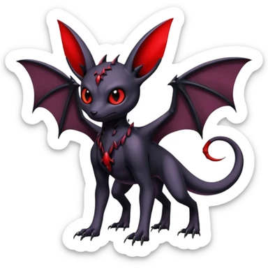 Gothic Edgy Vampiric Badass Cool Dark Gloomy Batty Genesect-Umbreon-Salandit-Fakémon-hybrid-creature (full body)  sticker