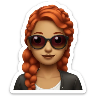 Girl with wine red  hair with sun glasses sticker