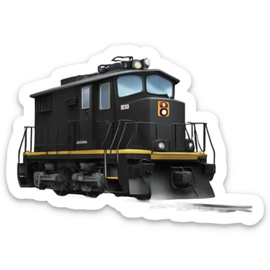 A electric locomotive was with black oval eyes  sticker