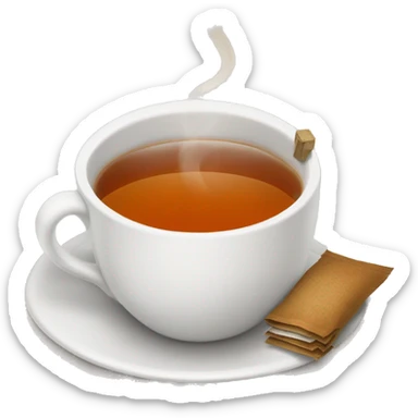 Cup of hot tea with tea bag  sticker