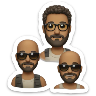 rapado, barba, gafas,  sticker