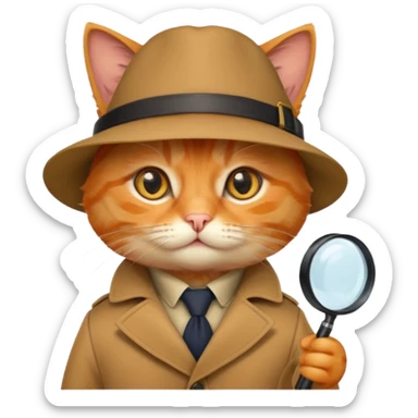 A ginger cat in a detective attire sticker