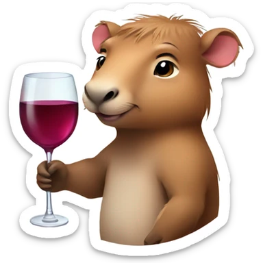 Cute girly capybara holding a glass of wine  sticker