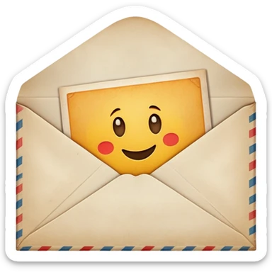 A postcard in an envelope sticker