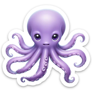Meme-Worthy Floating Baby Octopus Portrait Emoji, Drifting gracefully in the water with soft, curled tentacles and a dreamy, weightless posture, showcasing a smooth, rounded light blue-purple body with mesmerizingly large, gentle eyes gazing into the abyss, Simplified yet poetically expressive features, highly detailed, glowing with a soft, celestial marine glow, high shine, quiet and mystical, stylized with an air of deep-sea serenity, soft glowing outline, capturing the essence of a tiny, peaceful cephalopod floating endlessly in the infinite beauty of the ocean depths! sticker