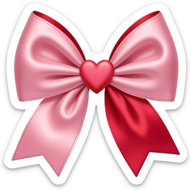 Red coquette bow with a heart in the middle, delicate and feminine, soft pink tones, elegant details sticker