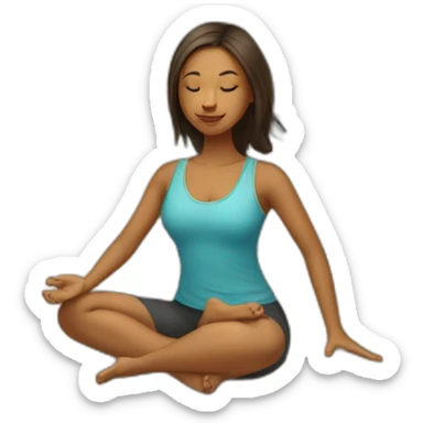 A girl in the dog yoga position on her bed sticker