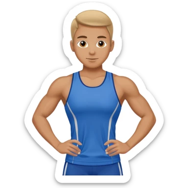 fitness trainer wearing blue sticker