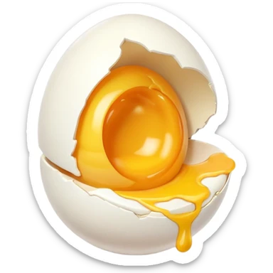 egg object icon, cracked egg with yolk, 3D cartoon, mobile game icon style, clean background, no text, no watermark
 sticker