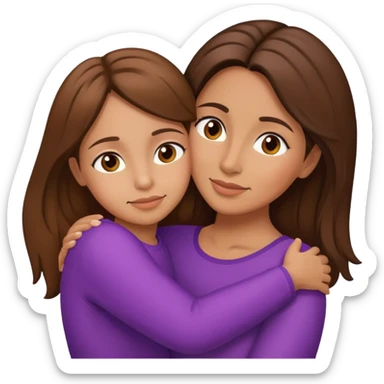 Hispanic mother and daughter brown hair hugging sticker