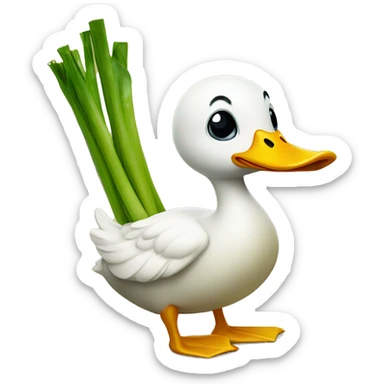 Duck holding a leek sticker