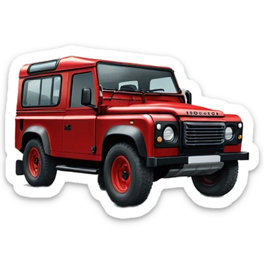Old Land rover defender red sticker