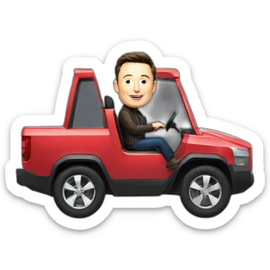 Elon musk riding in a Tesla cyber truck  sticker