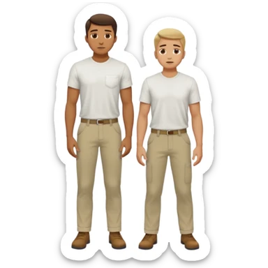 a guy standing up and another guy on both of his knees in front of said guy standing up who is loookg down at him and guy on knees is looking up at him sticker