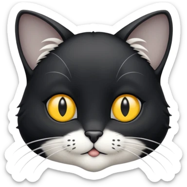 Chat noir et blanc tapant une souris grise sticker