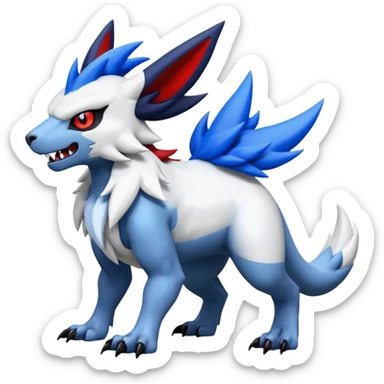 Garurumon-Zangoose-Absol-fusion-hybrid-creature (full body) sticker