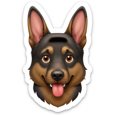 cartoon style dark German Shepherd dog with alot longer tongue hanging out  sticker