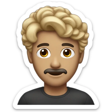 hombre sin cabello de ojos azules con una mujer morena de cabello negro rizado y ojos marrones sticker