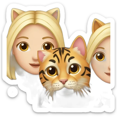 Blond white girl with black cat and tiger cat sticker