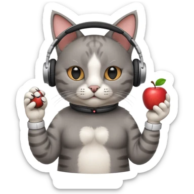 cat in apple headphones (AirPods max) wit a blunt in his hand  sticker