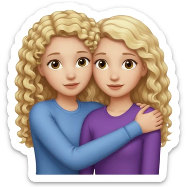 curly blonde hair whitegirl hugging straight blonde. hair. white girl sticker
