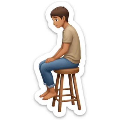 a person sitting on stool with full back head turn

 sticker