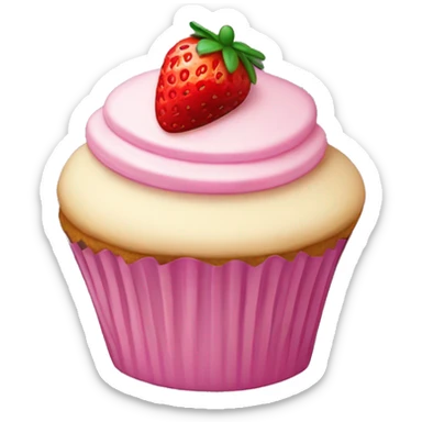 Cupcake with a Cat’s head and strawberry slice  sticker