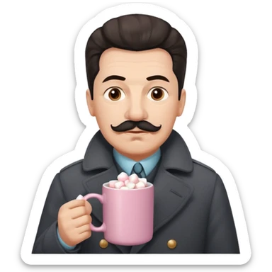Stalin hold  Light Pink mug of hot chocolate with marshmallows sticker