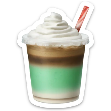 Iced mint coffee separate the layers of mint 70% under the coffee 30% no-whip cream sticker