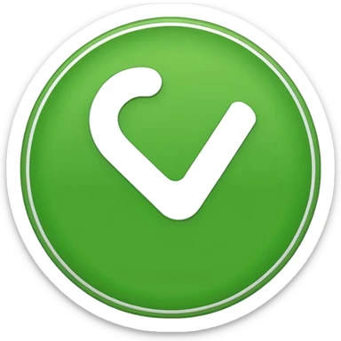 A white tick in a green circle sticker