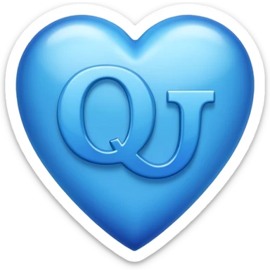 a blue heart with the letter Q in it sticker