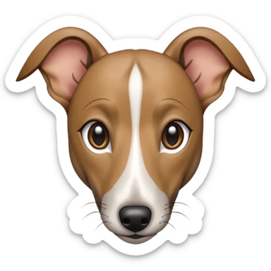 Create a brindle whippet emoji with long Dobby looking ears and a long snout sticker