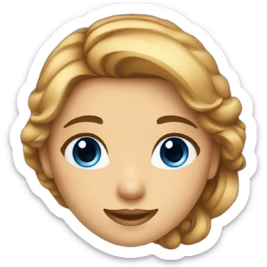 Femme à la couleur de peau claire, cheveux long châtain, yeux bleue, sourire, maquille  sticker