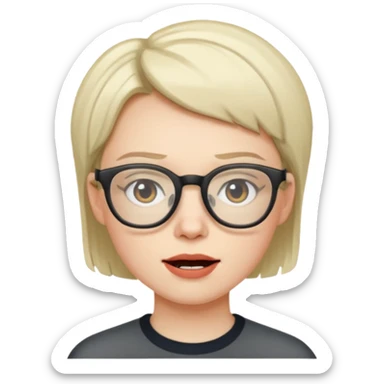 Mute Face but with a wide jaw and wearing glasses sticker