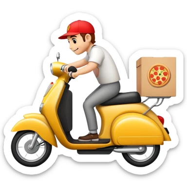 pizza delivery in pizza scooter sticker