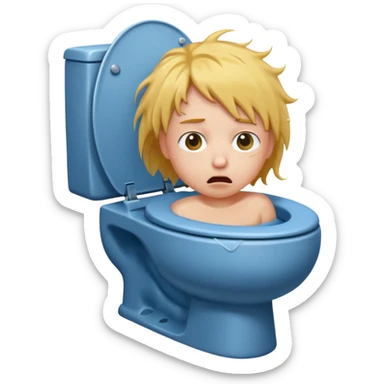 A persons head is sticking out of a toliet sticker