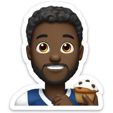Black man with beard wearing Colts football helmet eating a chocolate chip muffin sticker