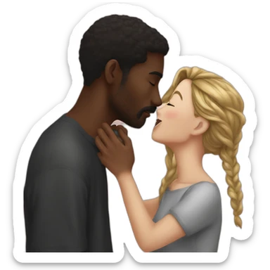 Redheard girl kissing blackheard man sticker