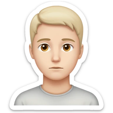 A minimal face with eyes looking away to the side, neutral expression, emotionally reserved, invisible barrier, slight distance sticker