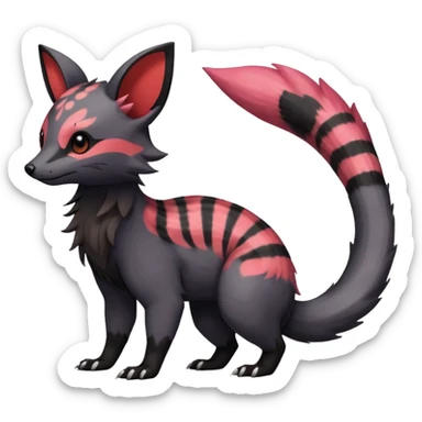  realistic cute epic aesthetic gothic colorful Salandit-Eevee-Civet-species-Fakemon-hybrid-creature, with markings, full body sticker