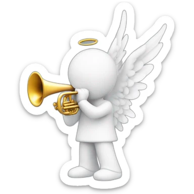 An angel playing the White coloring trumpet sticker