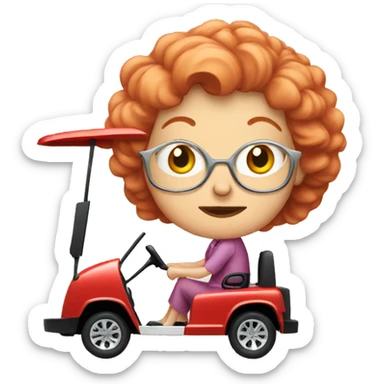Red hair old lady golf cart sticker