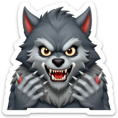 Create an emoji of Werewolf half bodied till waist sharp nails sticker