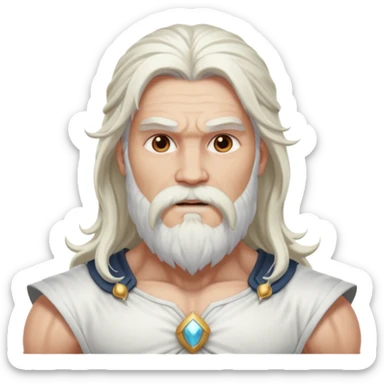 Jupiter, God of Thunder from Gods and Goddesses with long white hair and beard, white outfit sticker
