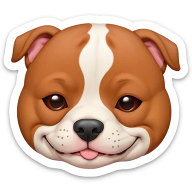 Meme-Worthy Cute Sleeping Red/Fawn Staffordshire Bull Terrier Portrait Emoji, Head resting peacefully with a contented smile, showcasing a delightfully compact build and a luxuriously soft red/fawn Fur with subtle white highlights, eyes shut in a serene nap, Simplified yet hilariously adorable features, highly detailed, glowing with a soft, drowsy light, high shine, relaxed and utterly lovable, stylized with an air of playful laziness, bright and heartwarming, soft glowing outline, capturing the essence of a comically sleepy guardian, so meme-worthy it feels like it could instantly become the next viral sensation of adorable slumber! sticker