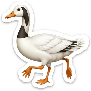 Make me an emoji of a goose that is running towards something. Also make it white. Make it have a long neck like geese do. sticker