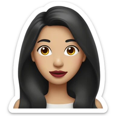 Chilean woman with dark long hair and pink lips sticker
