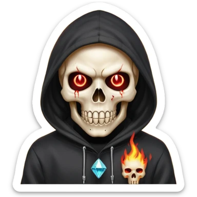 Bro I wanna skull with hoodie on the hoodie has to be on fire and I want matrix blood with the codes and weird numbers spilling out eyes and mouth almost give him a diamond grill in his mouth make it shinny where is the matrix symbols  but trix across his forehead in matrix symbols sticker