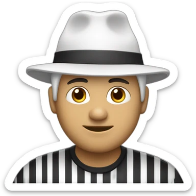 Honbre con antifaz, gorro negro y camisa rayas blancas y negras sticker